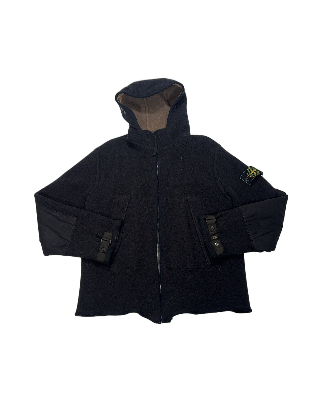 Stone Island Fleece Reversible Panel Hooded Fleece Jacket – Brown