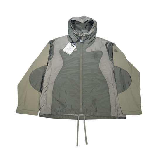 Moncler Hague Giubbotto Colour-Block Hooded Jacket – Olive Green / Grey