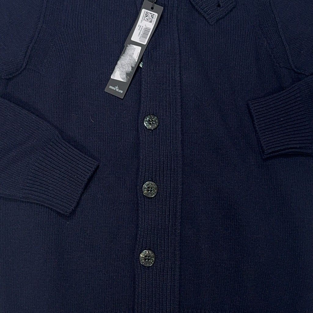Stone Island Button-Up Ribbed Cardigan – Navy