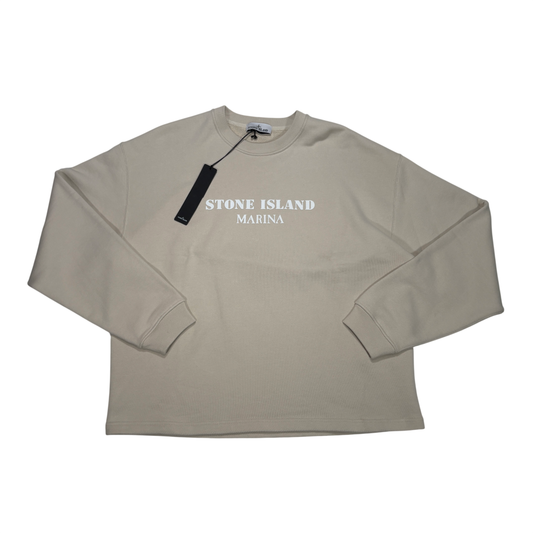 Stone Island Beige Marina Spell Out Logo Jumper