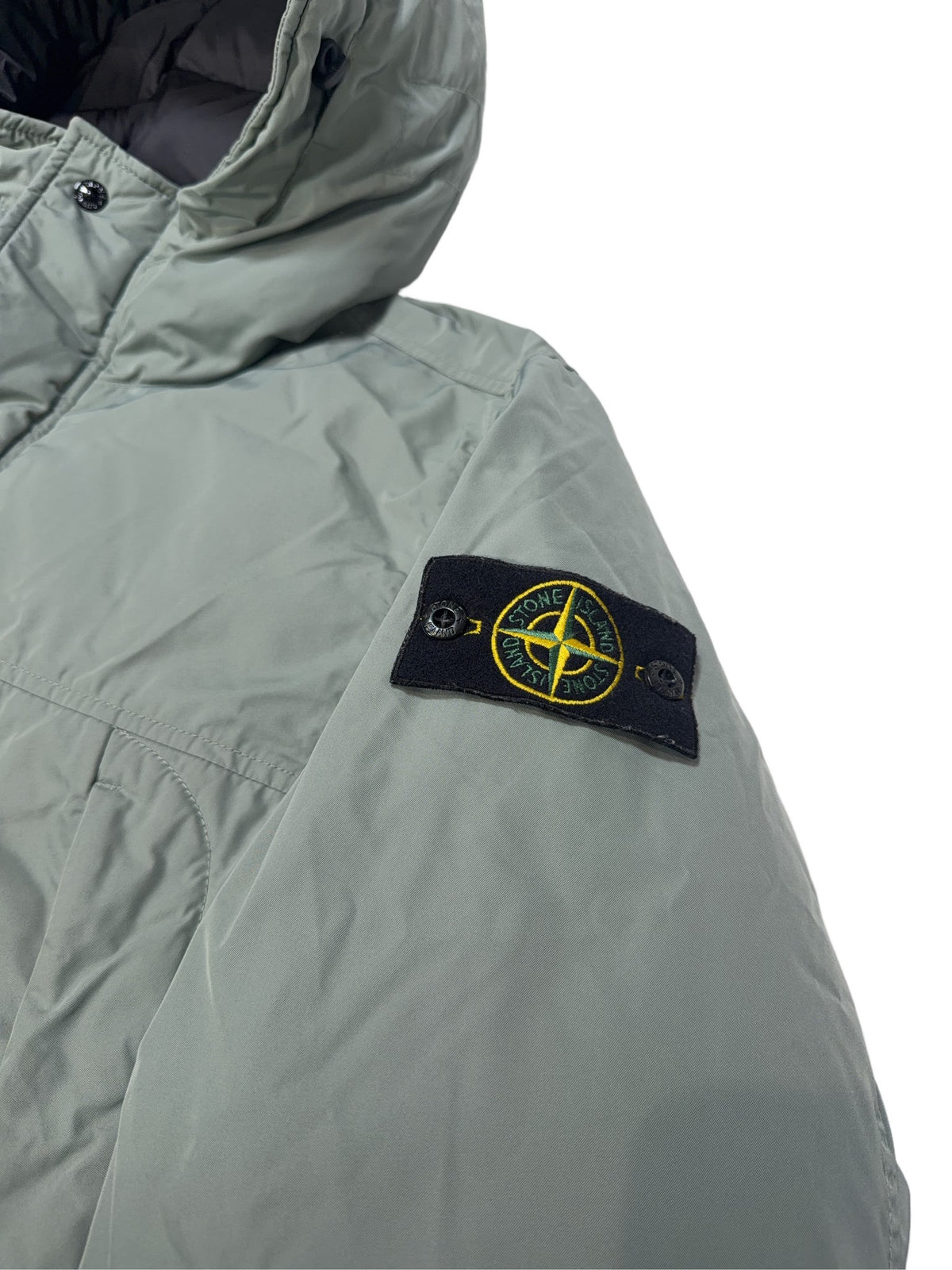 Stone Island Micro Twill Down Hooded Coat – Green