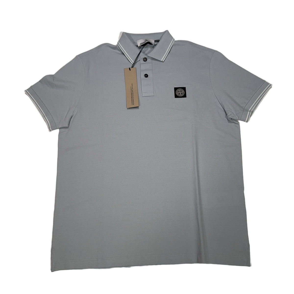 Stone Island Logo Patch Grey Polo Shirt