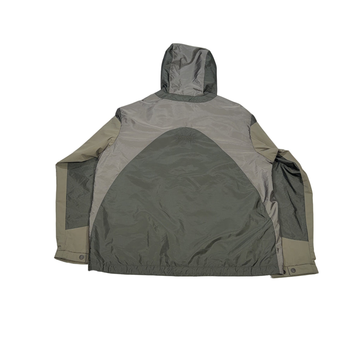 Moncler Hague Giubbotto Colour-Block Hooded Jacket – Olive Green / Grey