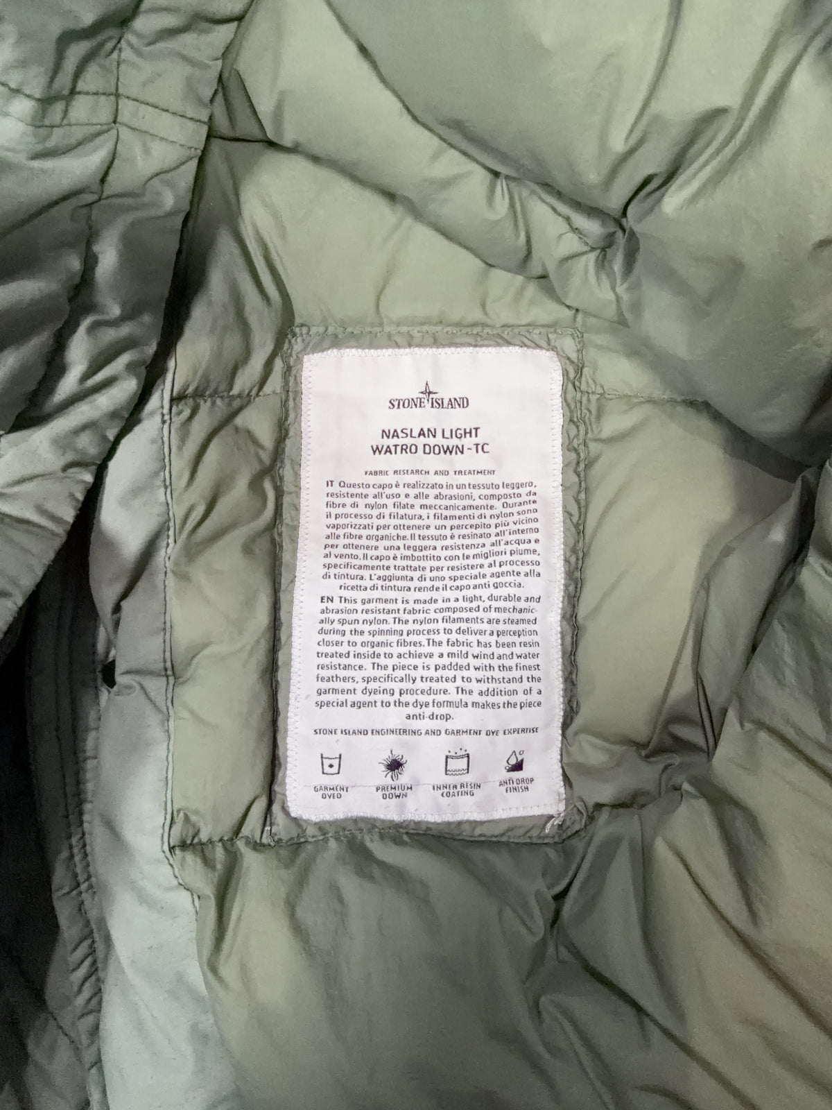 Stone Island Naslan Light Watro Down-TC Hooded Parka – Green