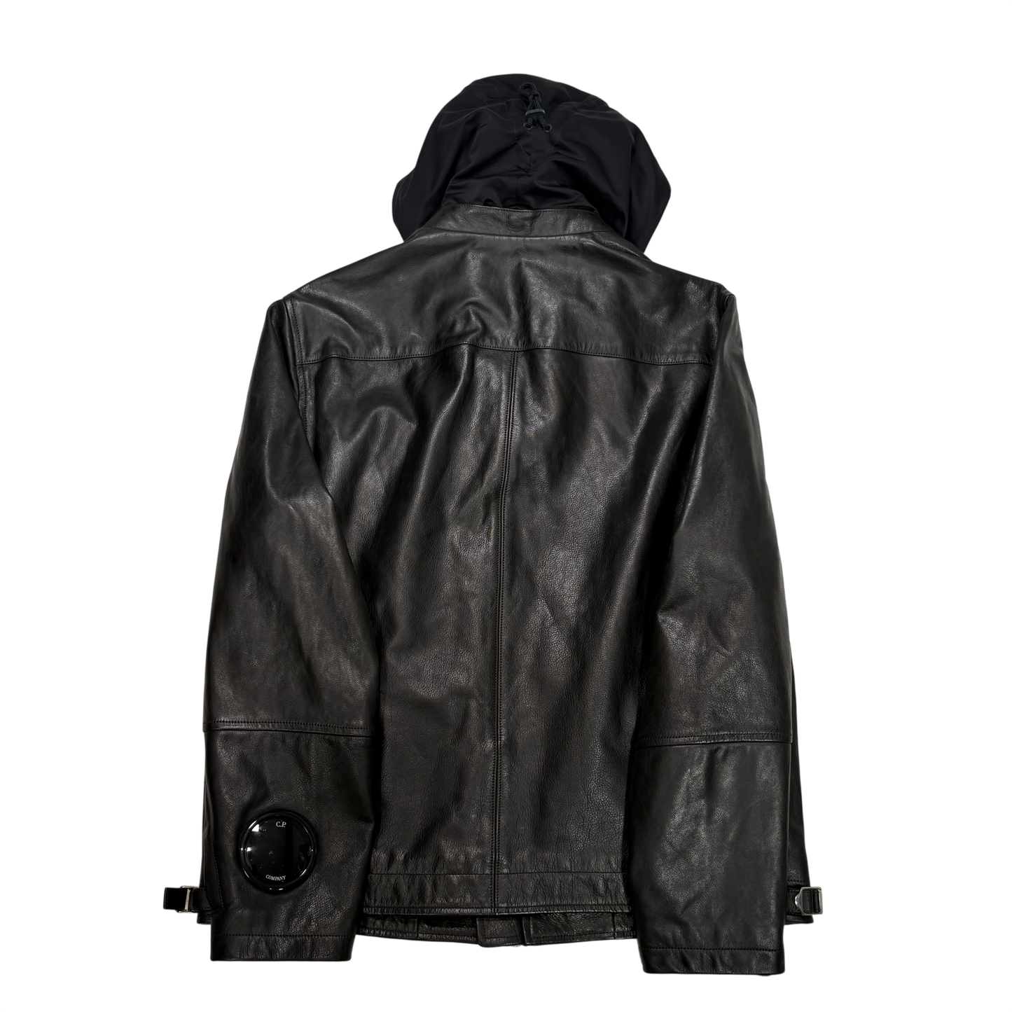 Cp Company Leather Millie Black Hooded Jacket