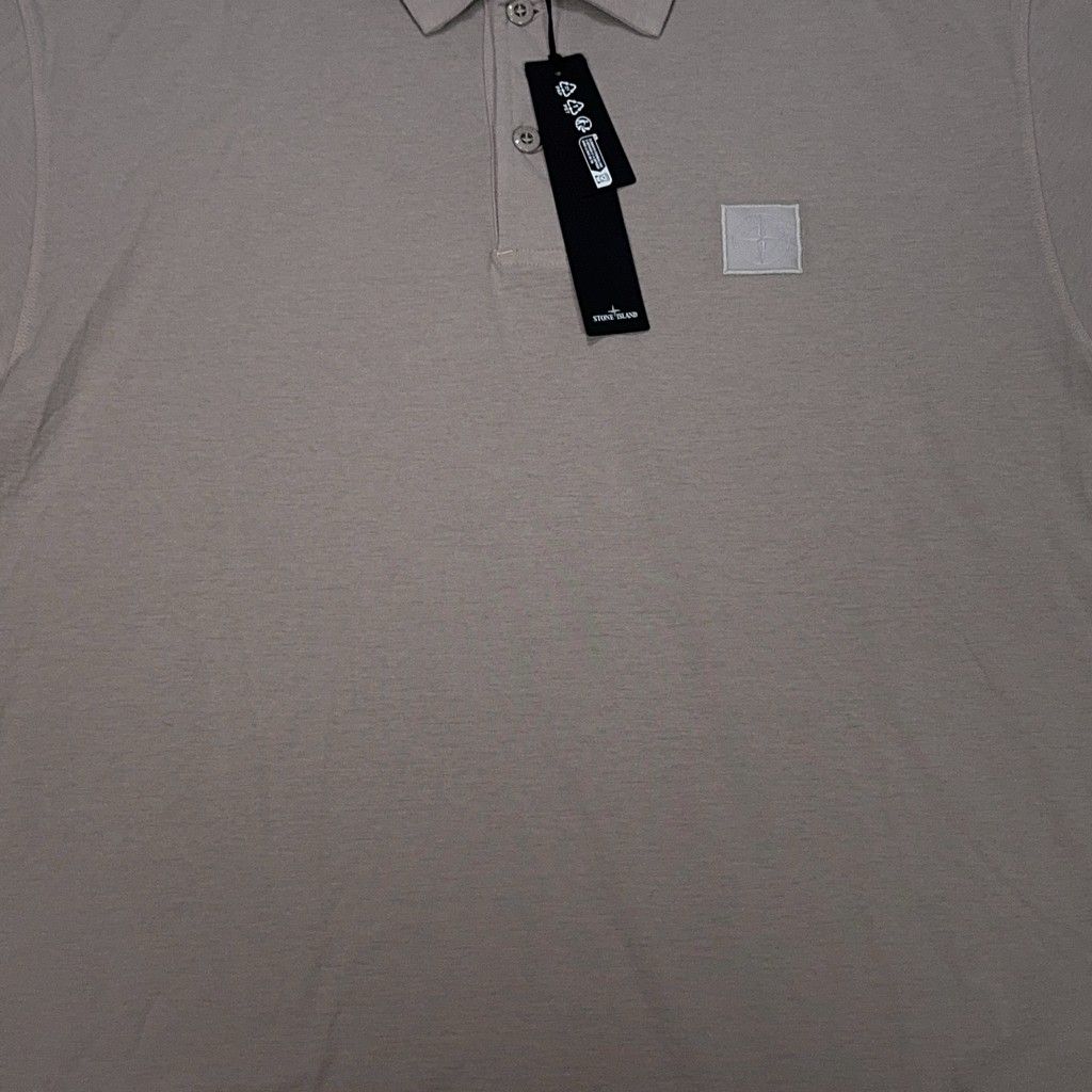 Stone Island Grey Ghost Logo Patch Grey Polo Shirt