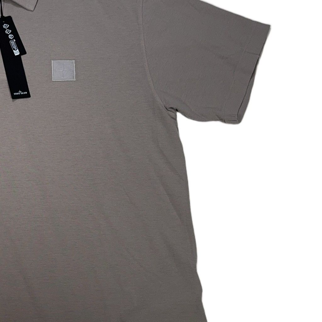Stone Island Grey Ghost Logo Patch Grey Polo Shirt