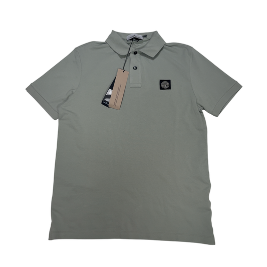 Stone Island Logo Patch Green Polo Shirt