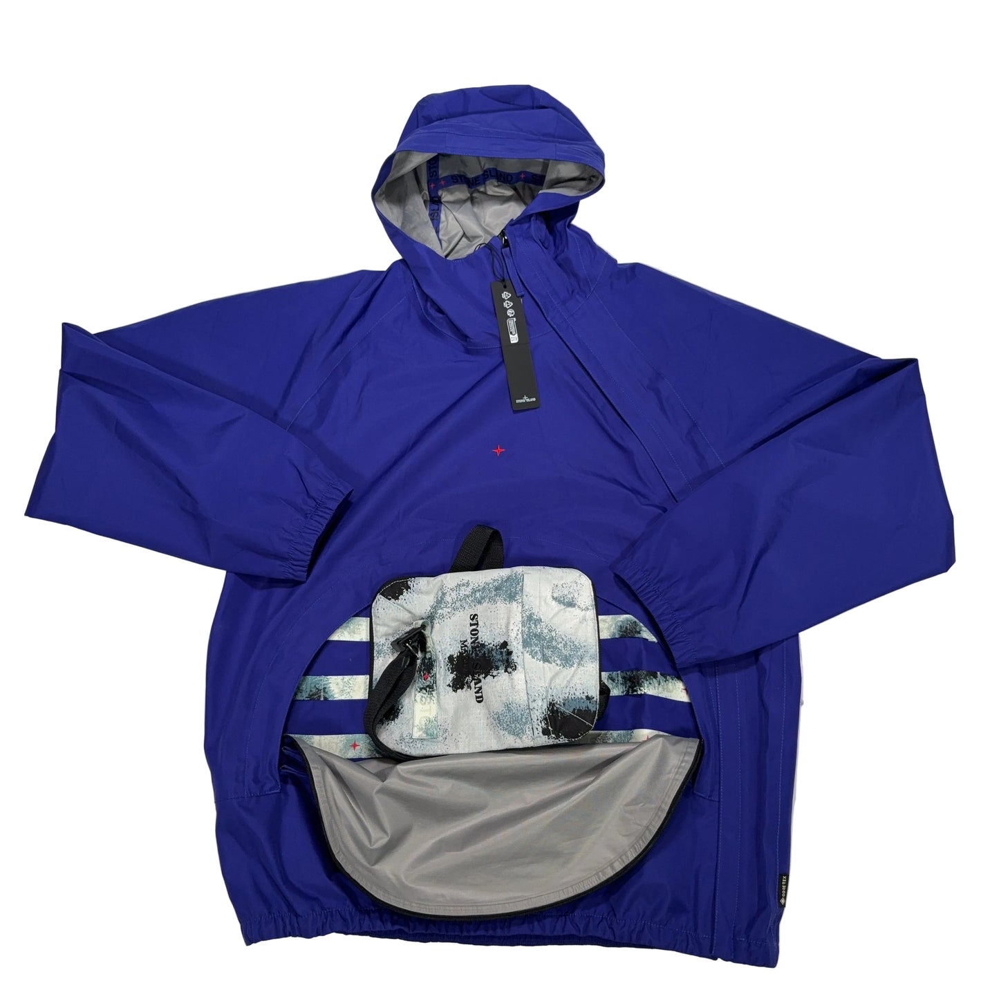 Stone Island 3L Gore-Tex In Recycled Polyester Blue Hooded Jacket
