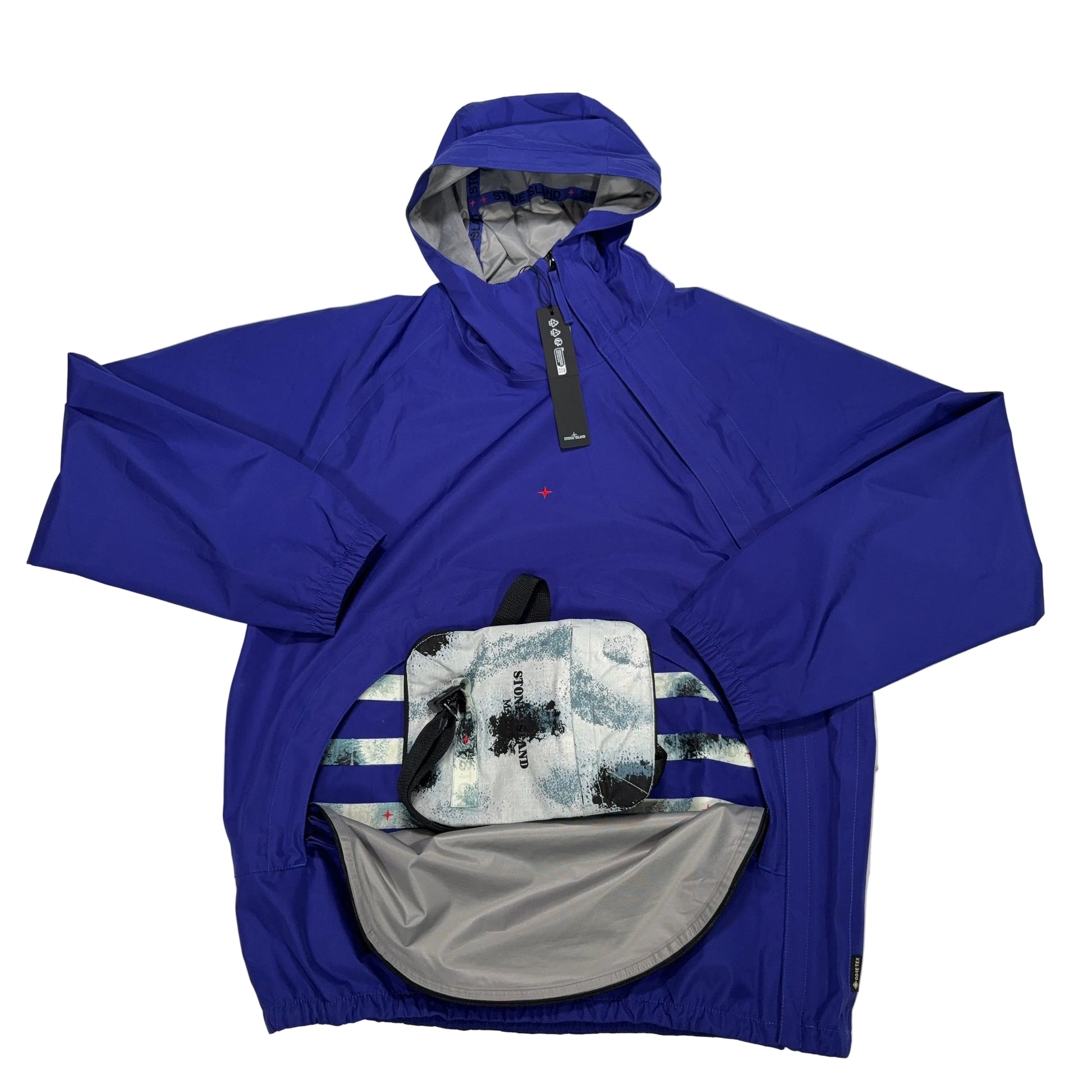 Stone Island 3L Gore-Tex In Recycled Polyester Blue Hooded Jacket