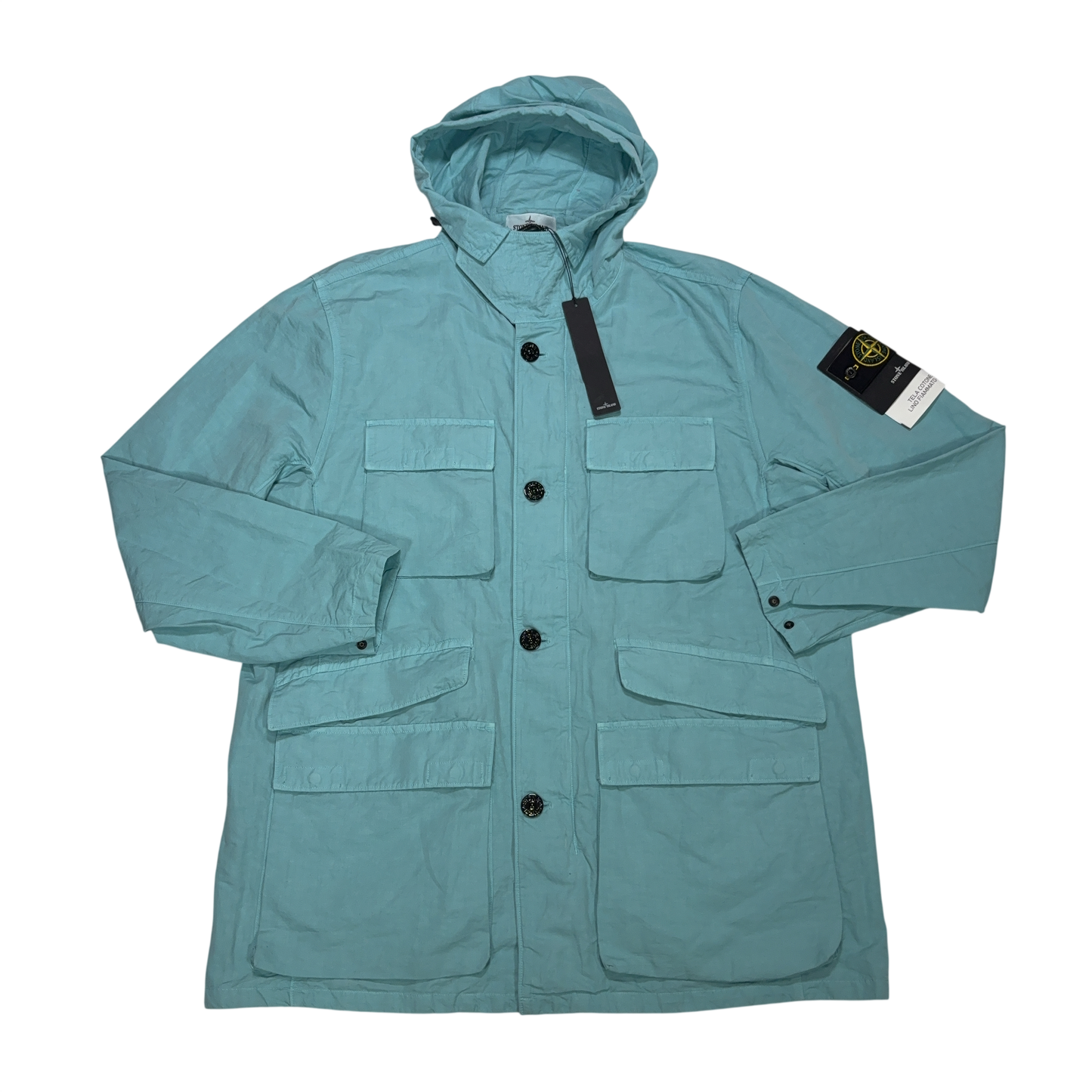 Stone Island Tela Cotone Lino Flammato - TC Blue Jacket