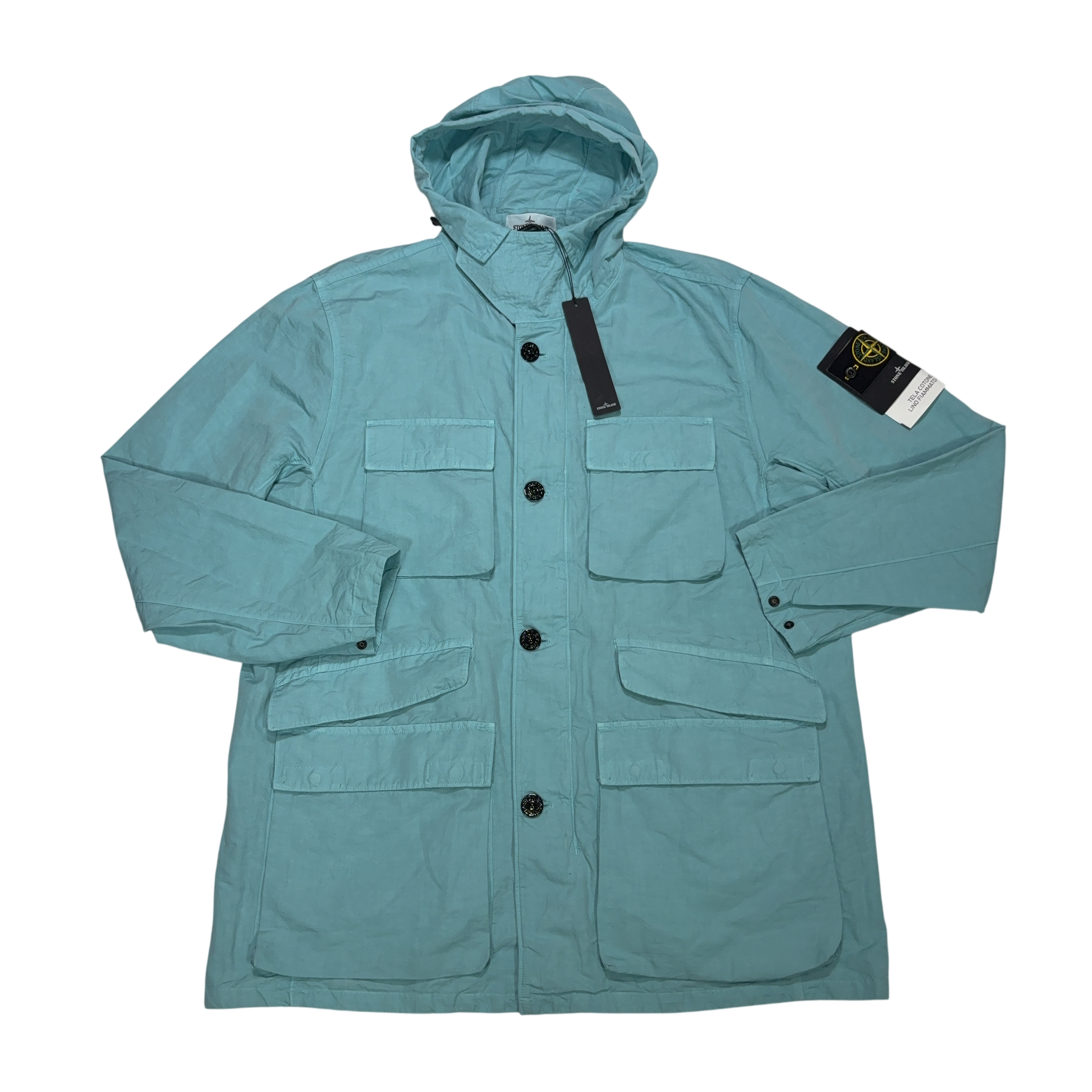 Stone Island Tela Cotone Lino Flammato - TC Blue Jacket