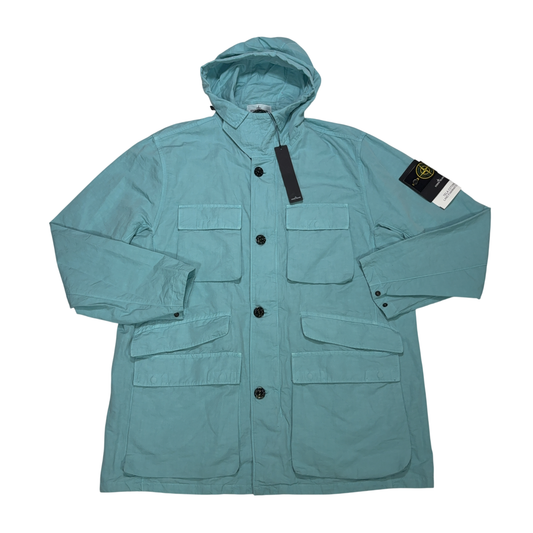 Stone Island Tela Cotone Lino Flammato - TC Blue Jacket