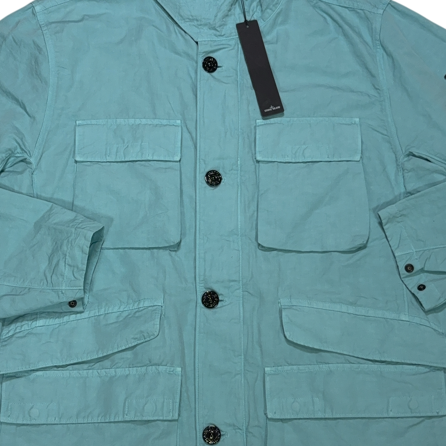 Stone Island Tela Cotone Lino Flammato - TC Blue Jacket