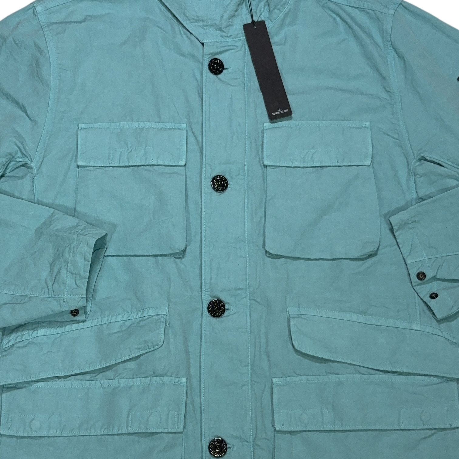 Stone Island Tela Cotone Lino Flammato - TC Blue Jacket