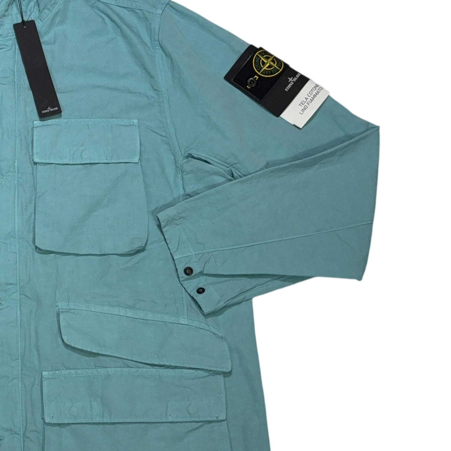 Stone Island Tela Cotone Lino Flammato - TC Blue Jacket