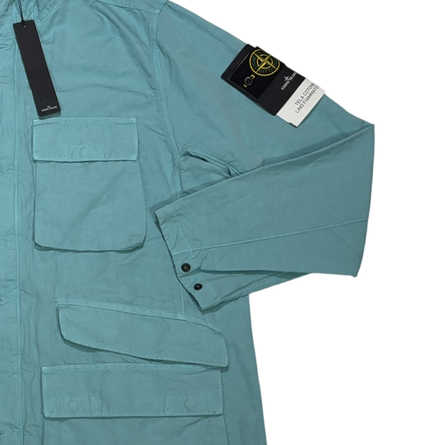 Stone Island Tela Cotone Lino Flammato - TC Blue Jacket