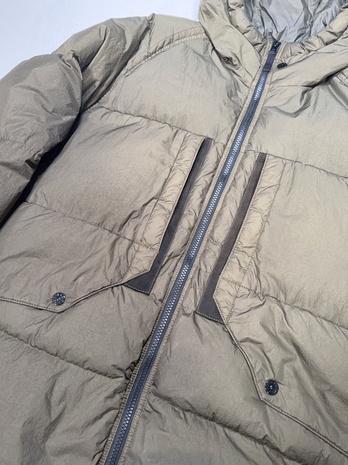 Stone Island Garment Dyed Crinkle Reps NY Down Hooded Jacket – Brown