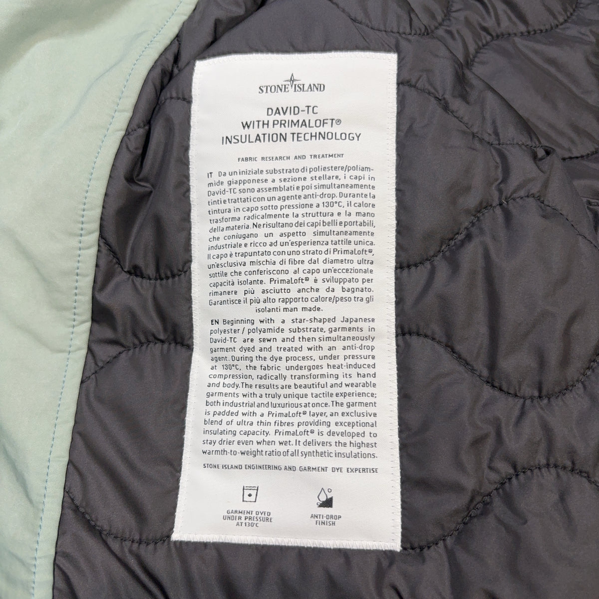 Stone Island David TC With Primaloft Insulation Technology Green Coat