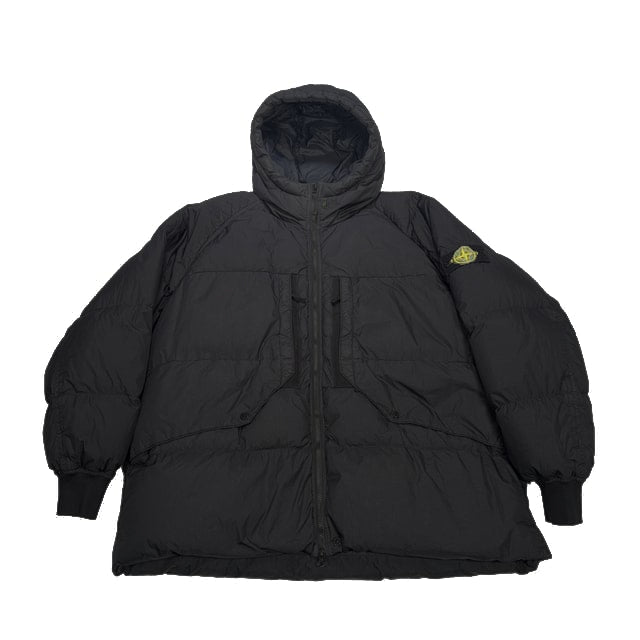 Stone Island Garment Dyed Crinkle Reps R-NY Down Hooded Jacket – Grey