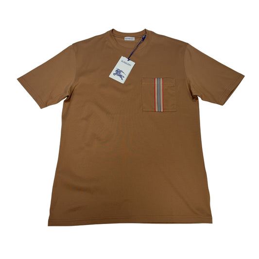 Burberry Front Striped Pocket Brown T-shirt