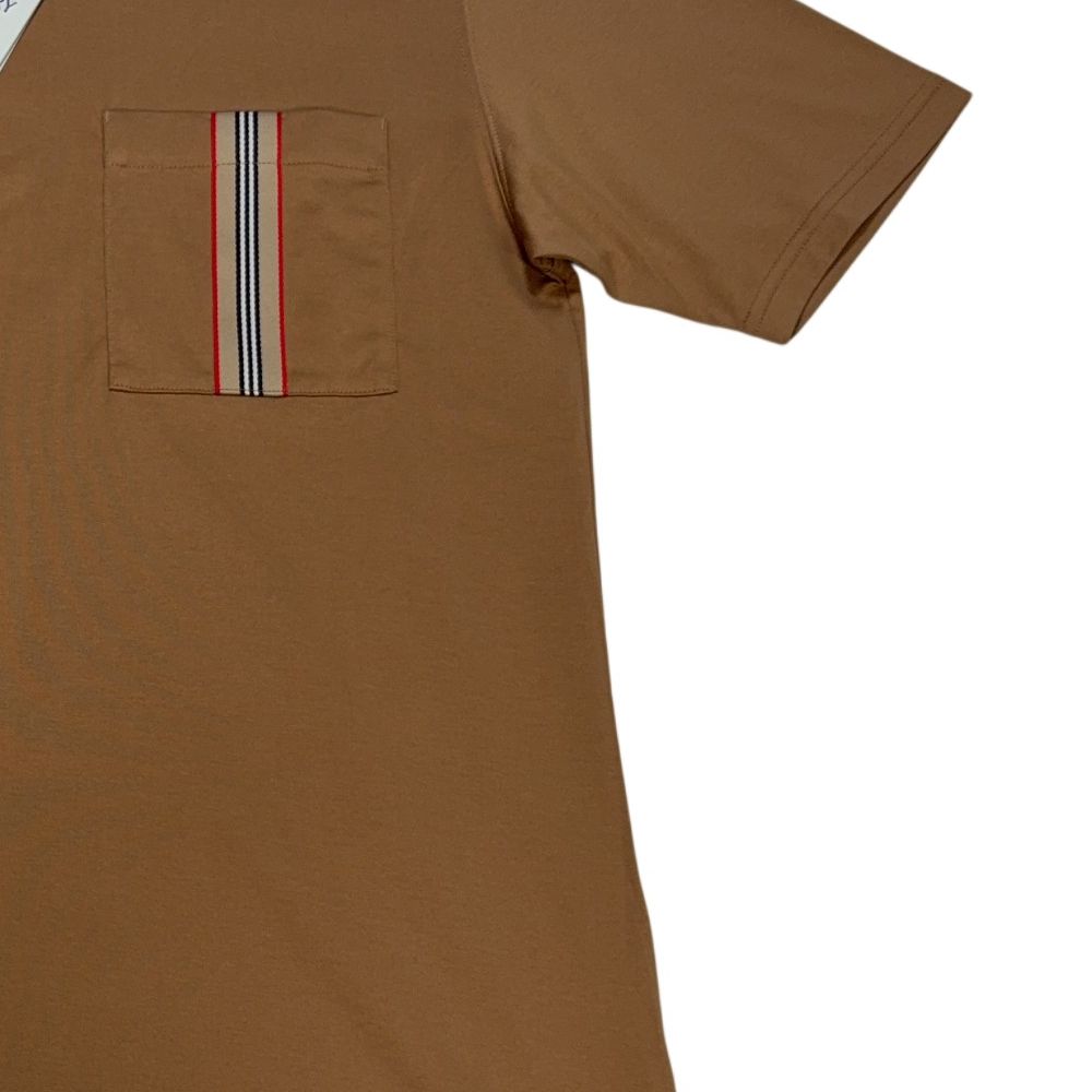 Burberry Front Striped Pocket Brown T-shirt