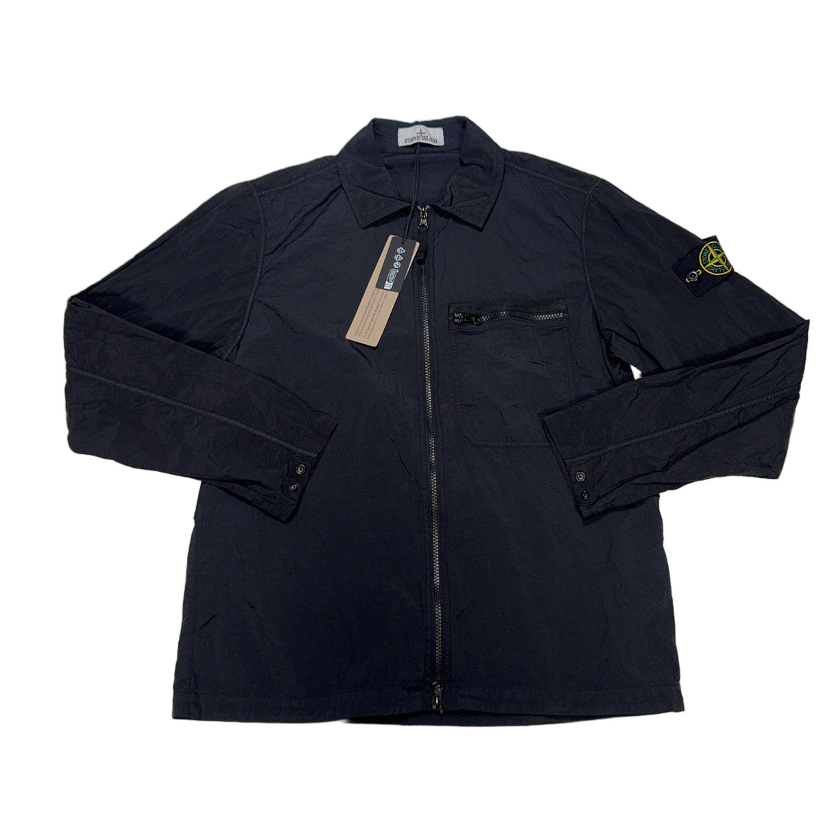 Stone Island Nylon Zip-Up Chest Pocket Overshirt – Navy