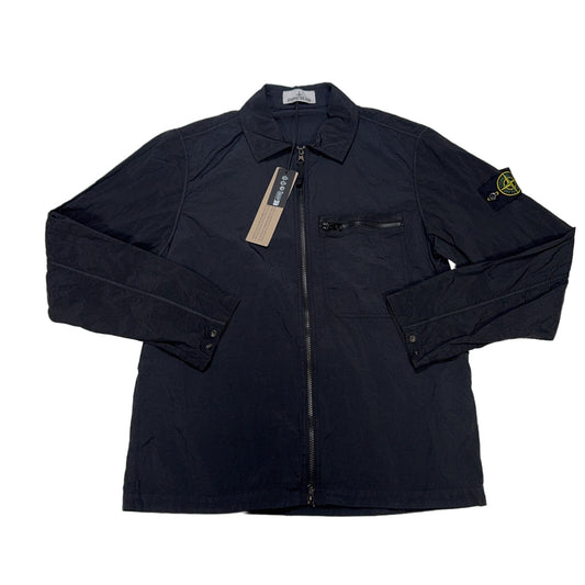 Stone Island Nylon Zip-Up Chest Pocket Overshirt – Navy