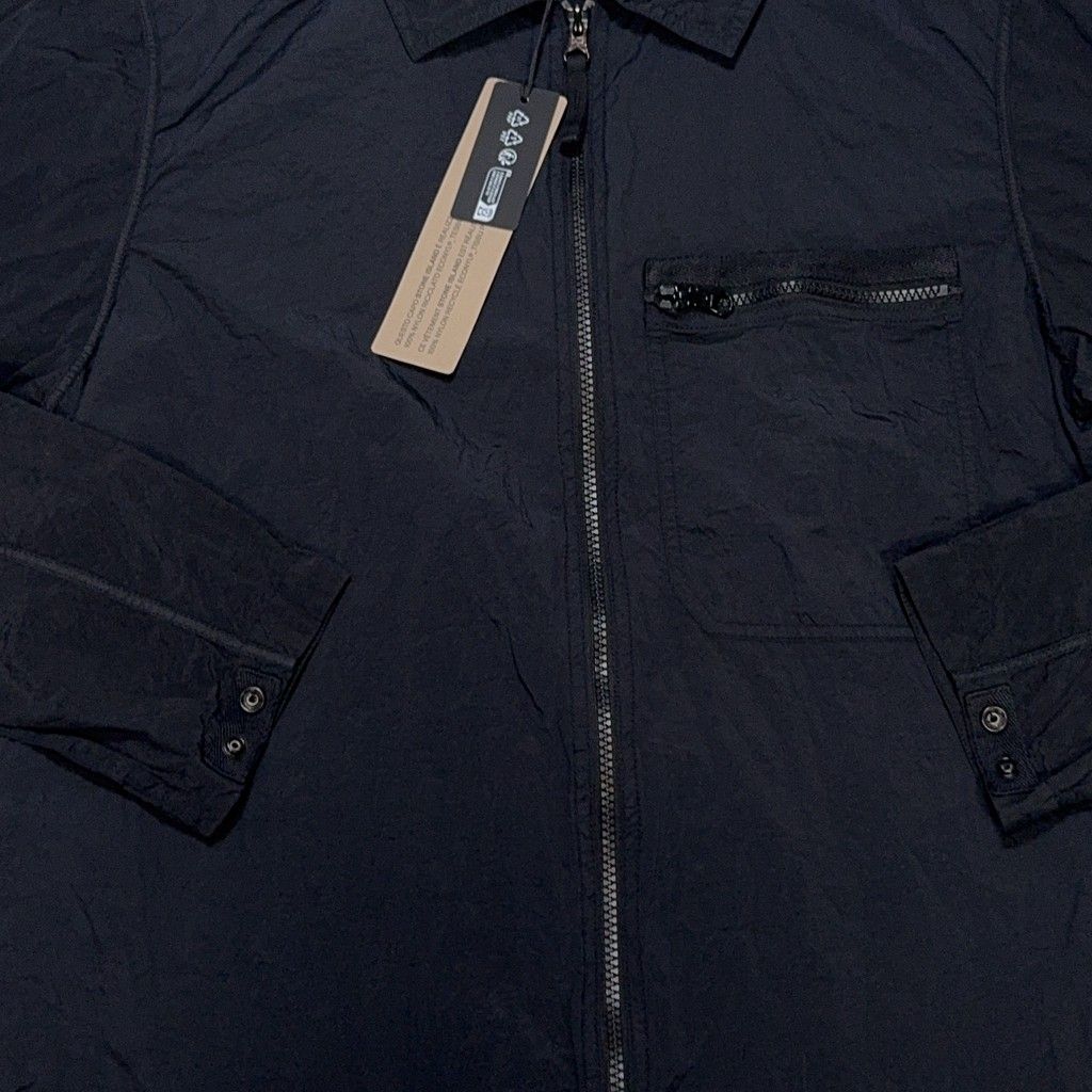 Stone Island Nylon Zip-Up Chest Pocket Overshirt – Navy