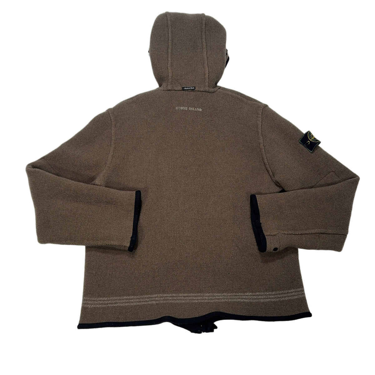 Stone Island Fleece Reversible Panel Hooded Fleece Jacket – Brown