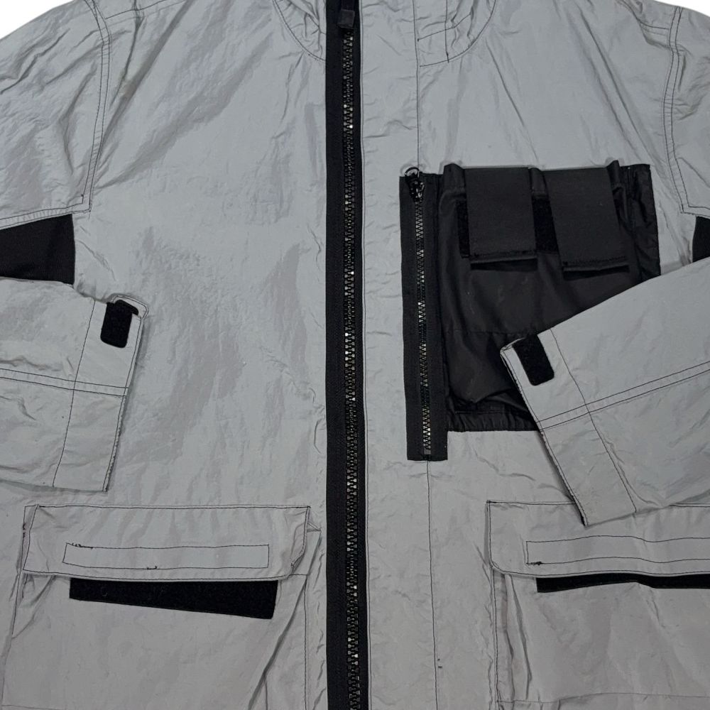 Stone Island Garment Dyed Plated Reflective With Mussola Gommata Grey Jacket