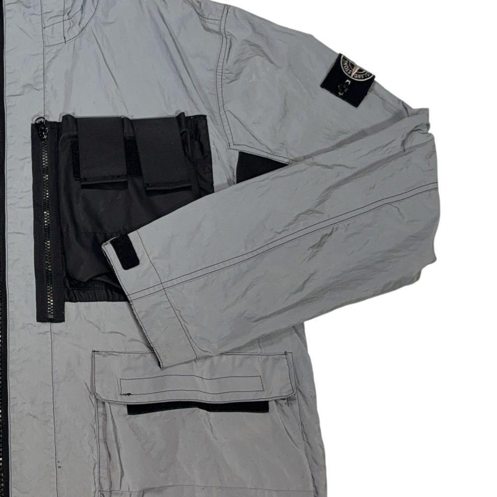 Stone Island Garment Dyed Plated Reflective With Mussola Gommata Grey Jacket
