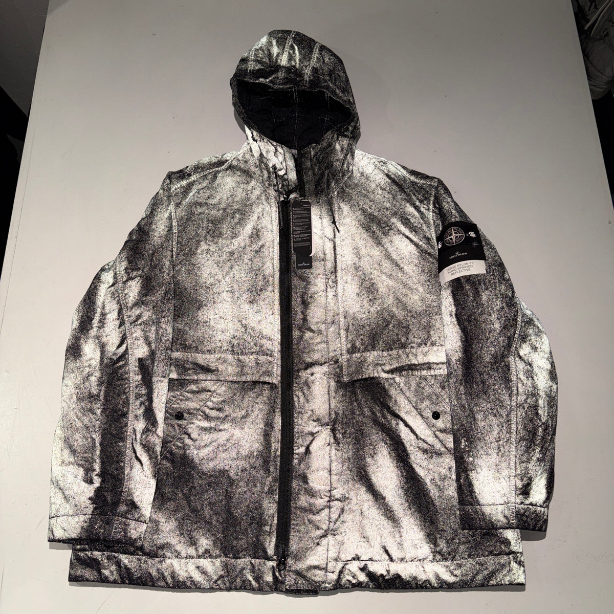 Stone Island Dense Nylon - TC Hand Sprayed Reflective Grey Jacket