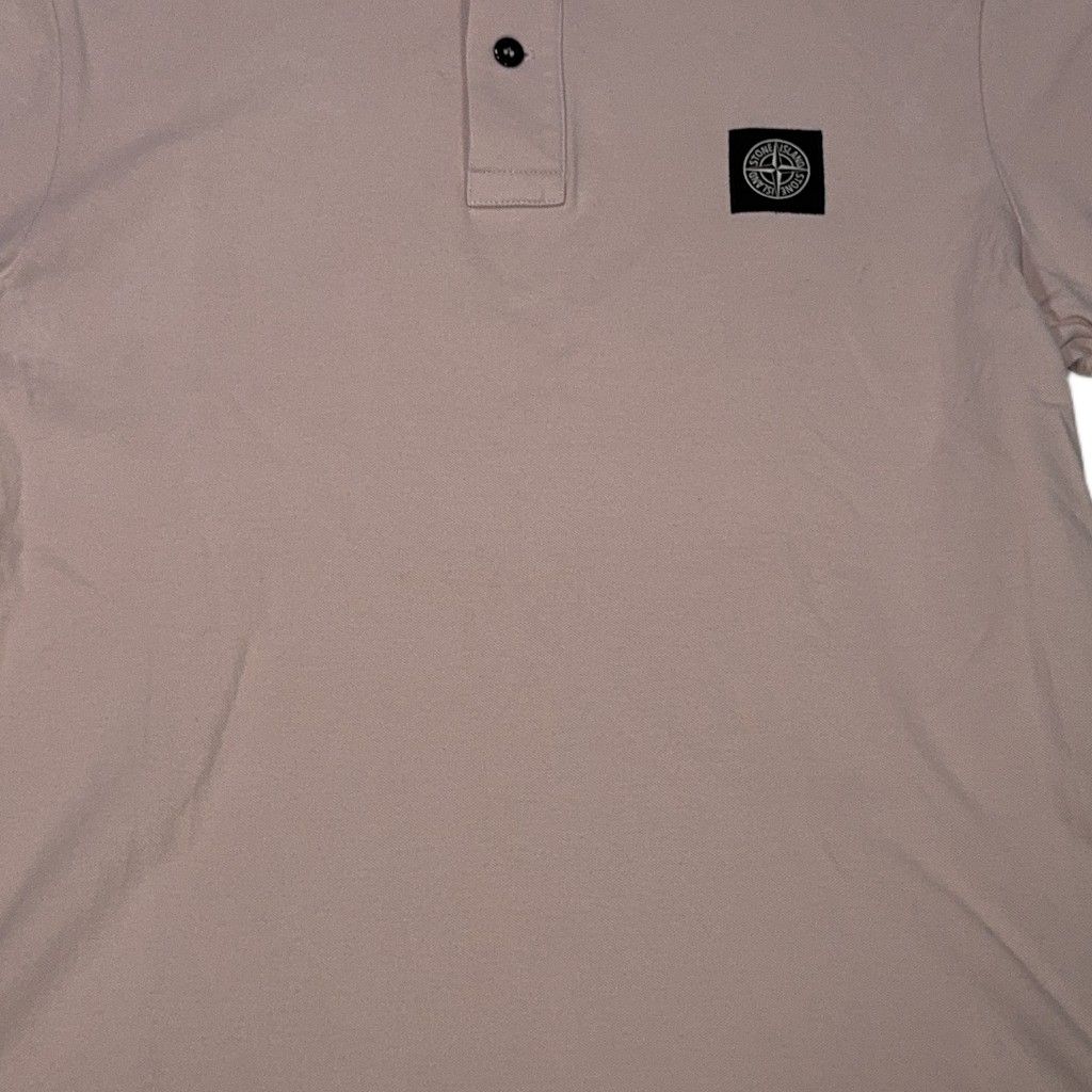 Stone Island Logo Patch Pink Polo Shirt