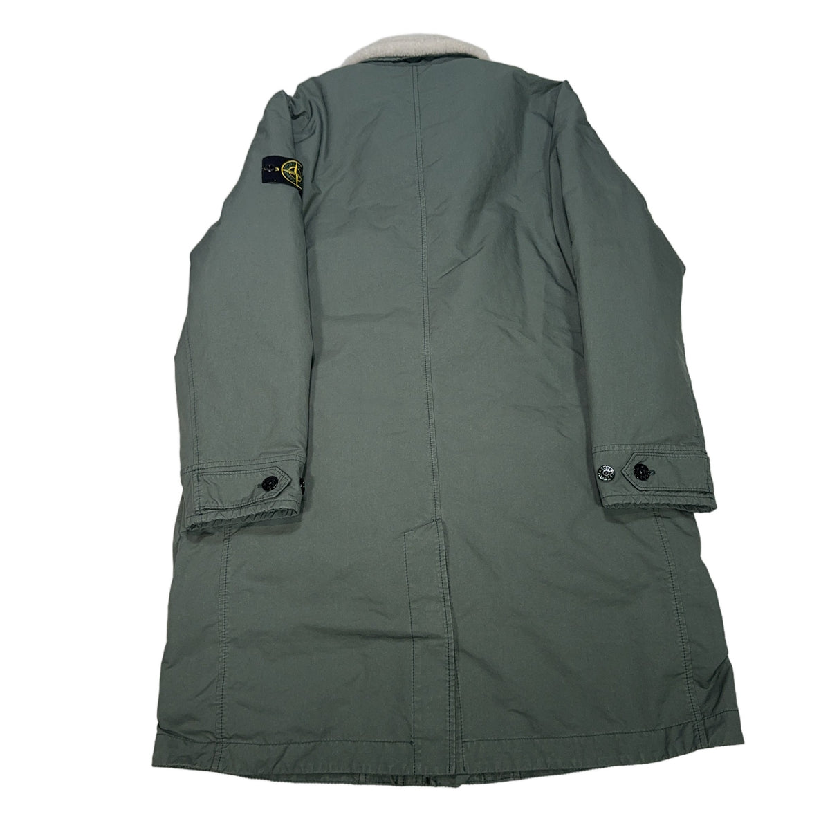 Stone Island David TC With Primaloft Insulation Technology Contrast-Collar Long Coat – Grey