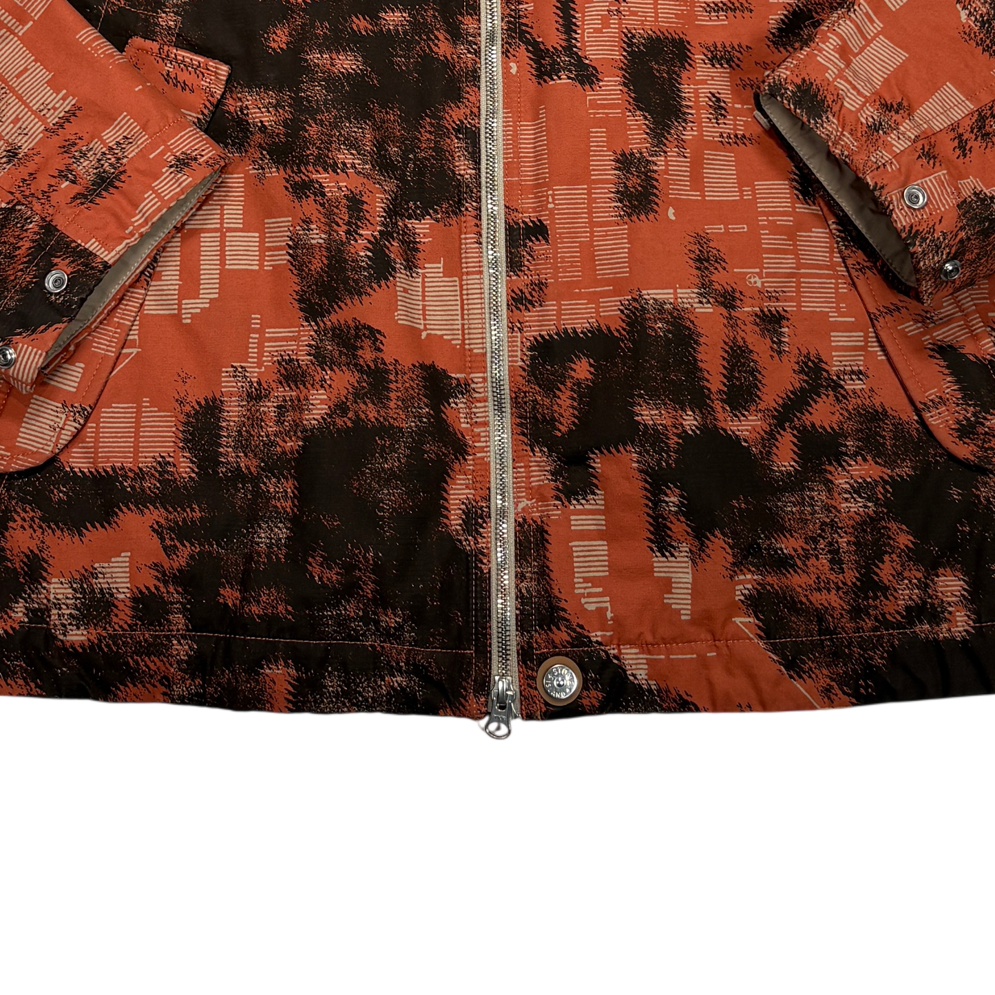 Stone Island Orange Earth Mapping Camo Cotton Canvas with Primaloft Insulation Technology Jacket