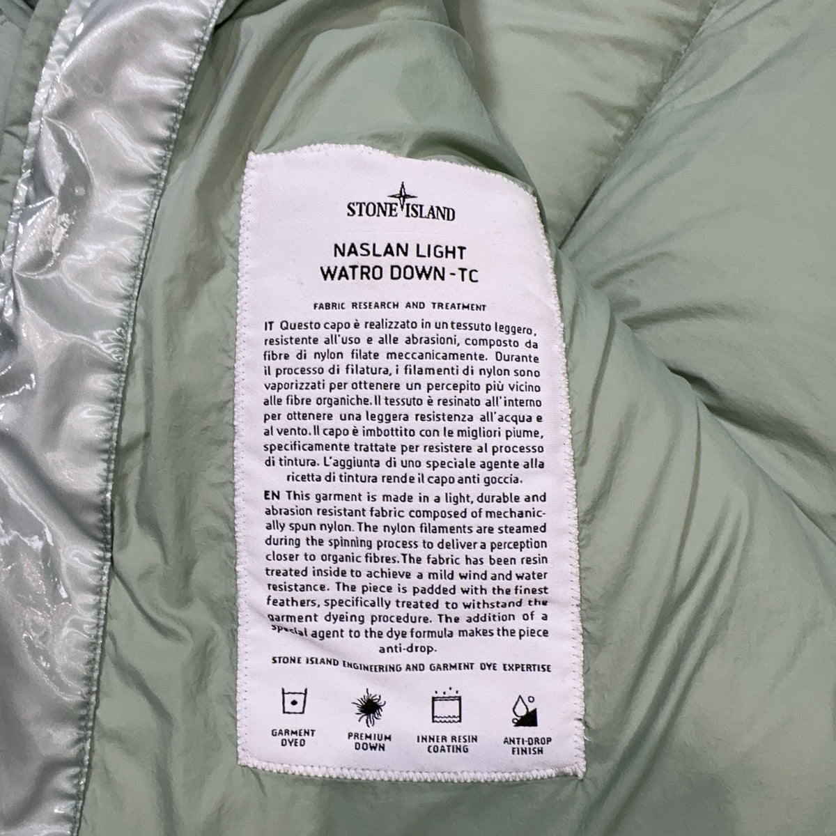 Stone Island Naslan Light Watro Down-TC Hooded Jacket – Green