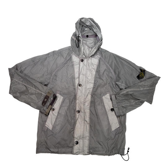 Stone Island Mesh Badge Grey Hooded Jacket