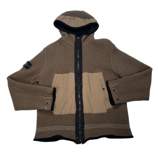 Stone Island Fleece Reversible Panel Hooded Fleece Jacket – Brown