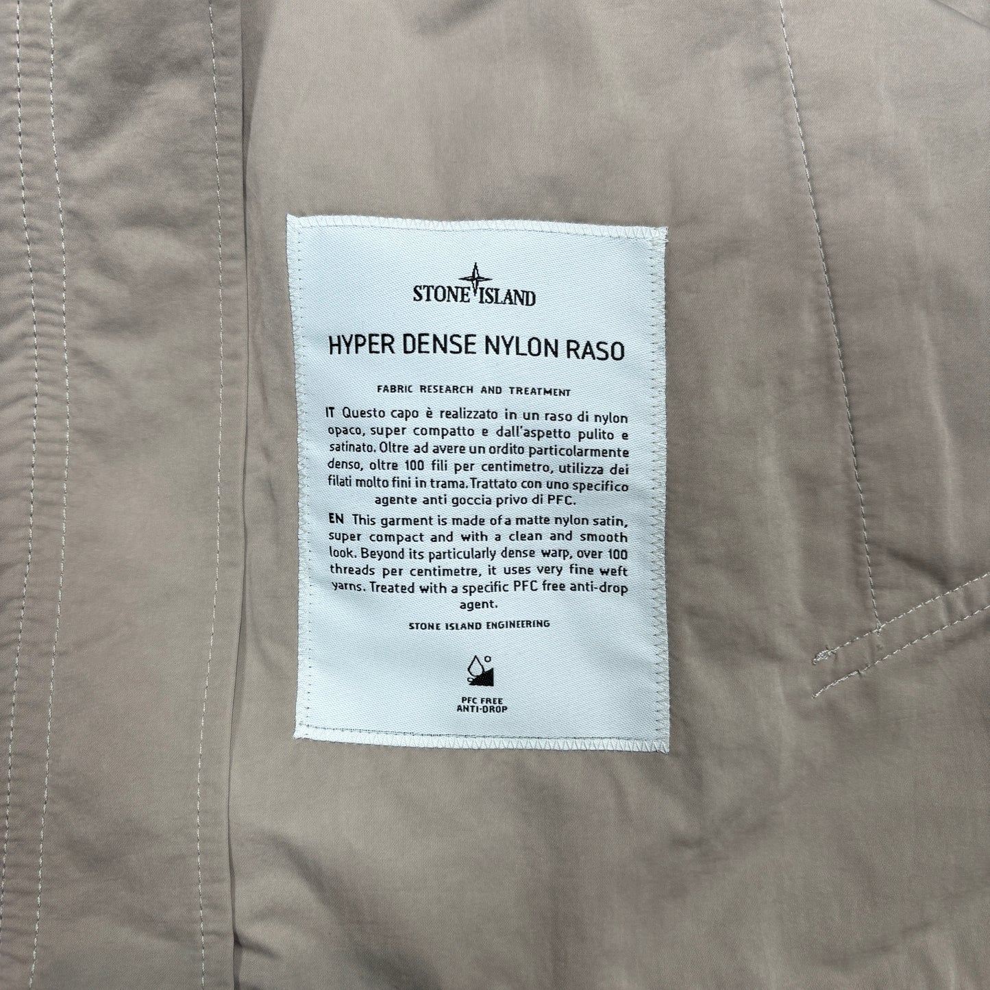 Stone Island Beige Hyper Dense Nylon Raso Coats