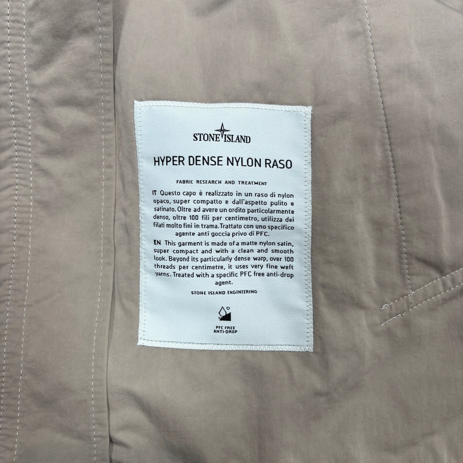 Stone Island Beige Hyper Dense Nylon Raso Coats