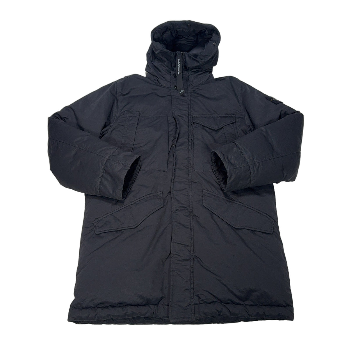 Stone Island Opaque Nylon Twill Down TC Hooded Padded Coat – Black