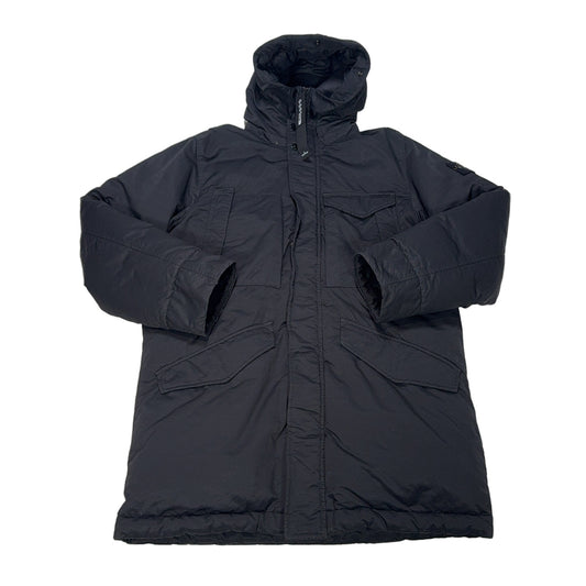 Stone Island Opaque Nylon Twill Down TC Hooded Padded Coat – Black