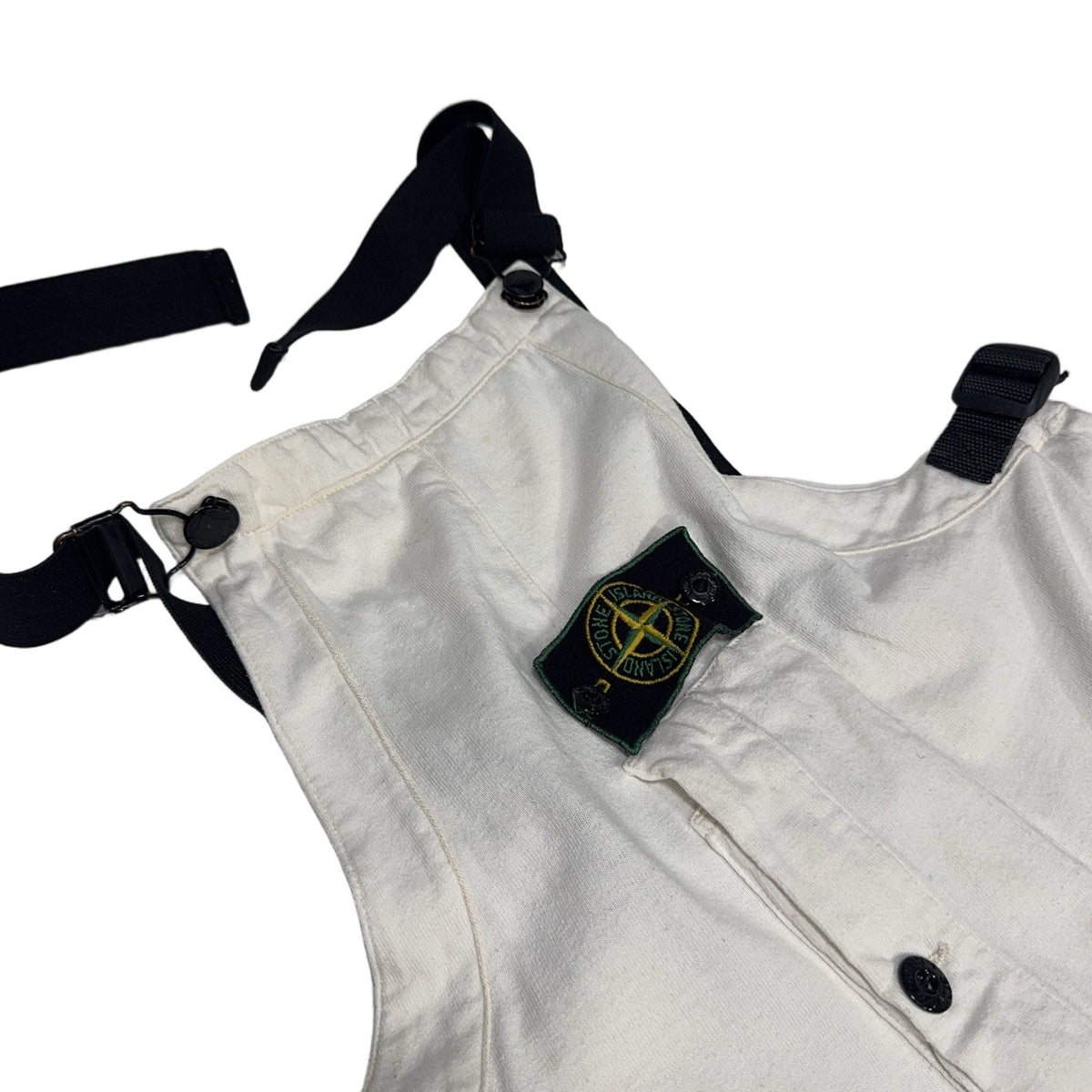 Stone Island Green Edge Dungarees Trousers – White