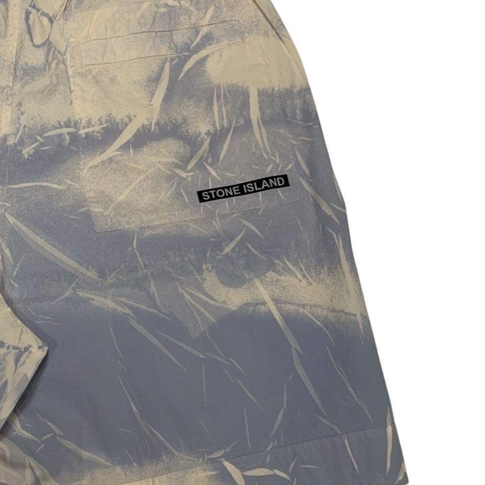 Stone Island Abstract Print Blue Shorts