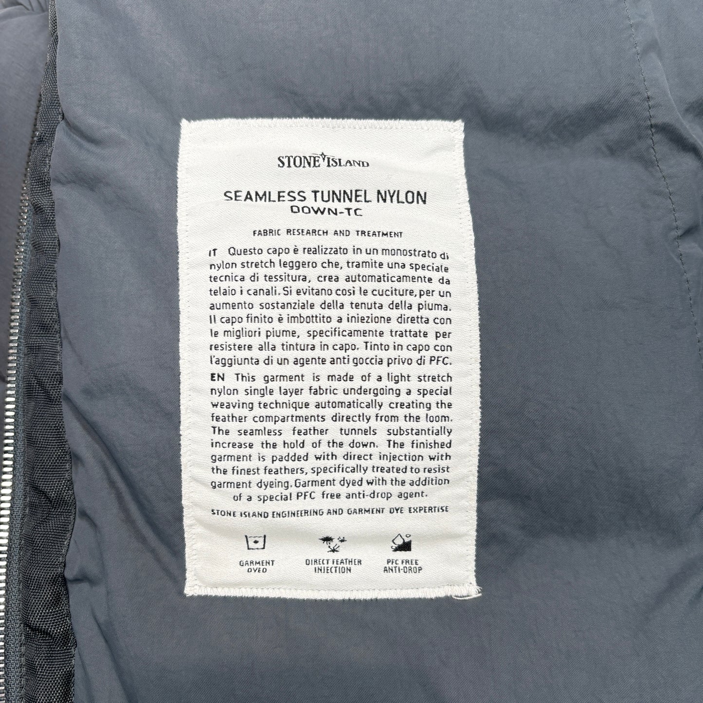 Stone Island Blue Seamless Tunnel Nylon Down-TC Compass Patch Puffer Jacket