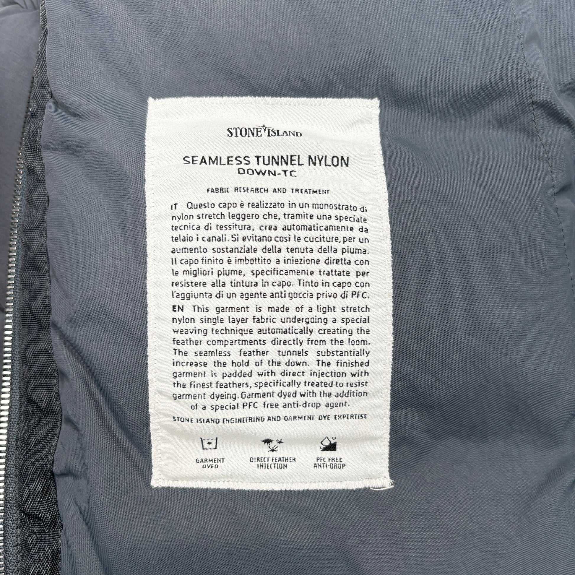 Stone Island Blue Seamless Tunnel Nylon Down-TC Compass Patch Puffer Jacket