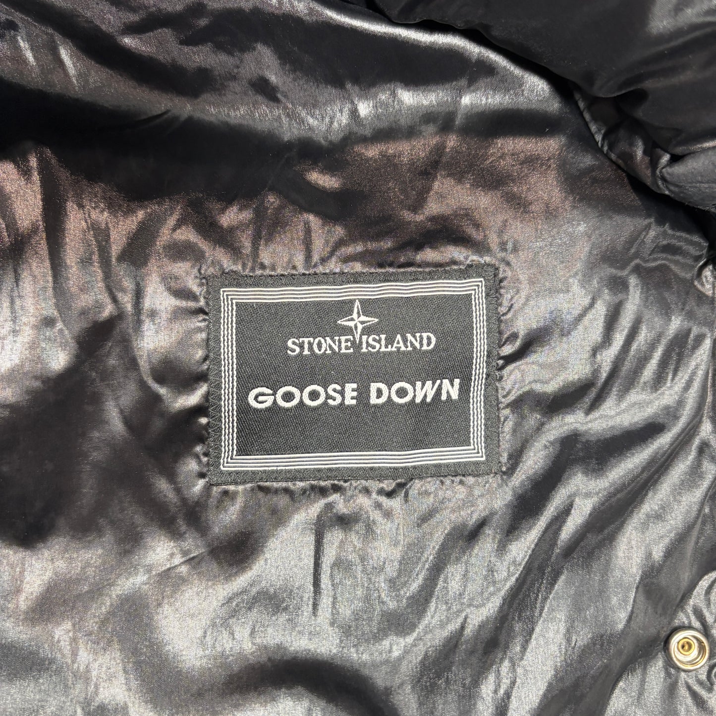 Stone Island Black Goose Down Mesh Badge Puffer Parka Jacket