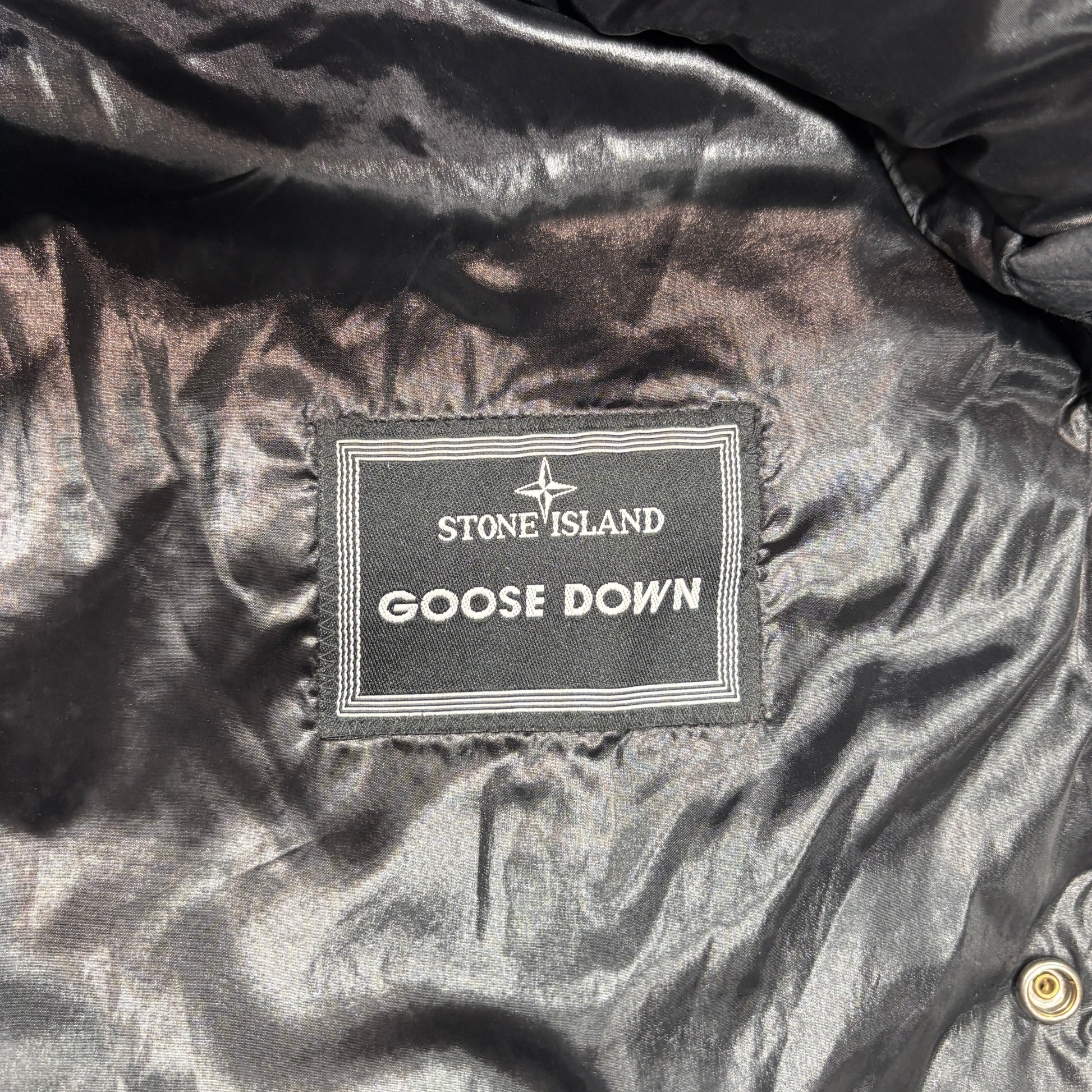 Stone Island Black Goose Down Mesh Badge Puffer Parka Jacket