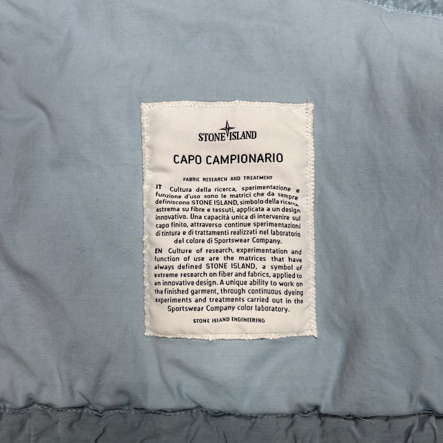 Stone Island Blue Capo Campionario Compass Patch Quilted Jacket